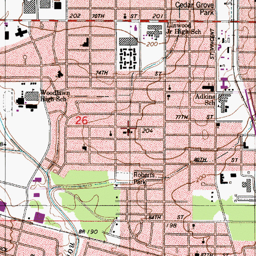 Topographic Map of Cross of Christ Missionary Baptist Church, LA
