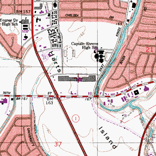 Topographic Map of Eastgate Plaza Shopping Center, LA