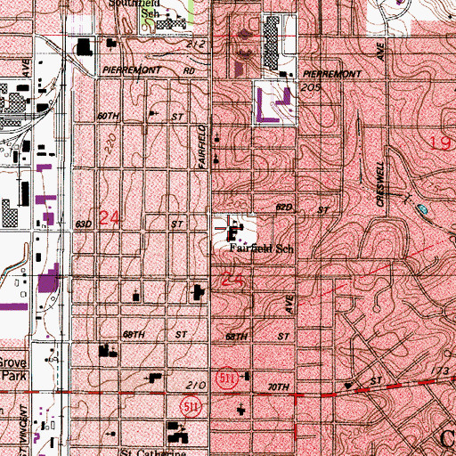 Topographic Map of FAIRFIELD ELEMENTARY MAGNET SCHOOL, LA