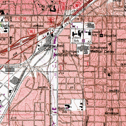 Topographic Map of Fairfield Historic District, LA