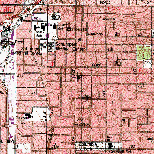 Topographic Map of First Evangelical Lutheran Church, LA