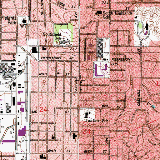 Topographic Map of First Southern Methodist Church, LA