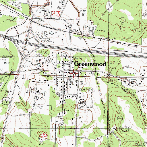 Topographic Map of First United Pentecostal Church of Greenwood, LA