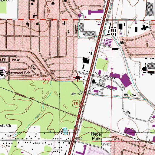 Topographic Map of Garden Valley Shopping Center, LA
