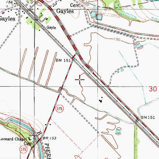 Topographic Map of Gayles Gas Field, LA