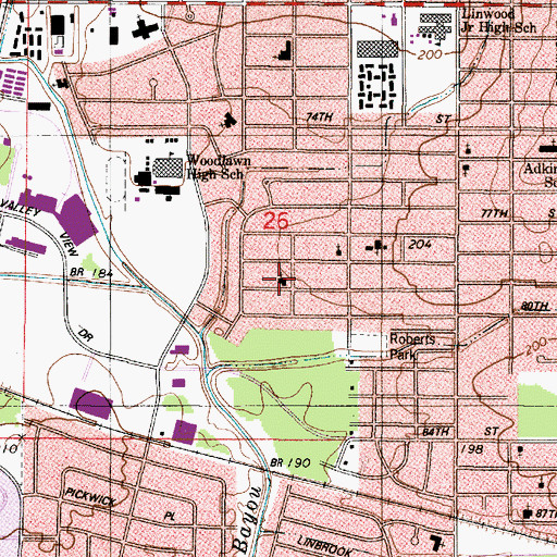 Topographic Map of Grace Baptist Church, LA