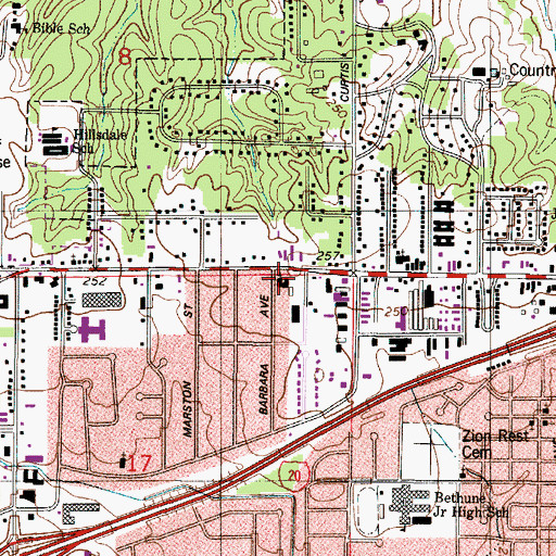 Topographic Map of Greater Hope Baptist Church, LA