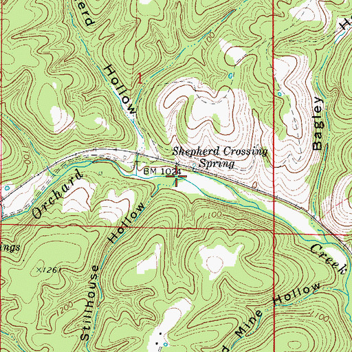 Topographic Map of Stillhouse Hollow, AR