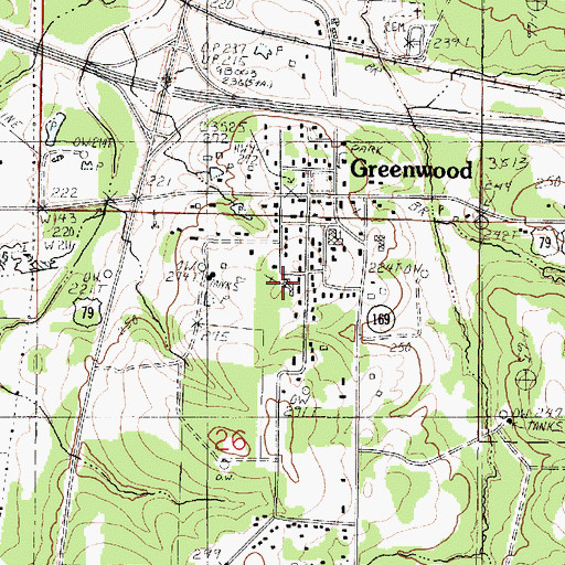 Topographic Map of Greenwood United Methodist Church, LA