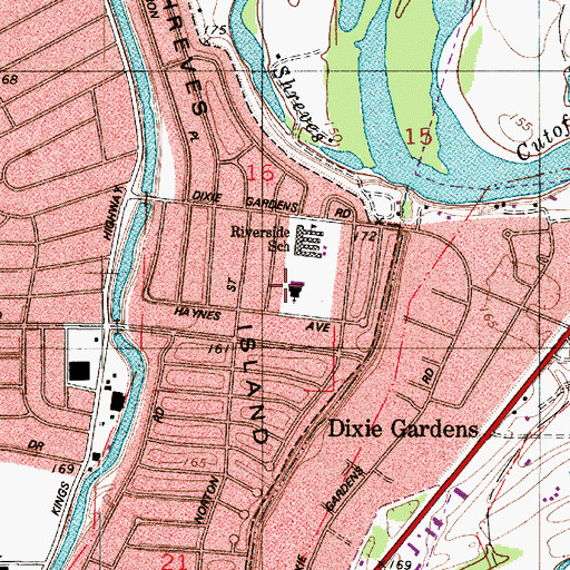 Topographic Map of Haynes Avenue Baptist Church, LA