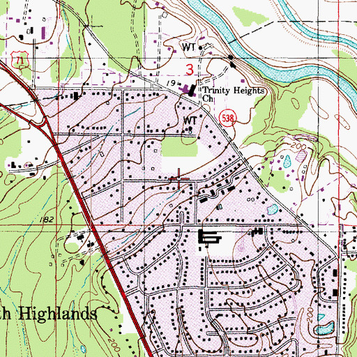 Topographic Map of Highland Square, LA
