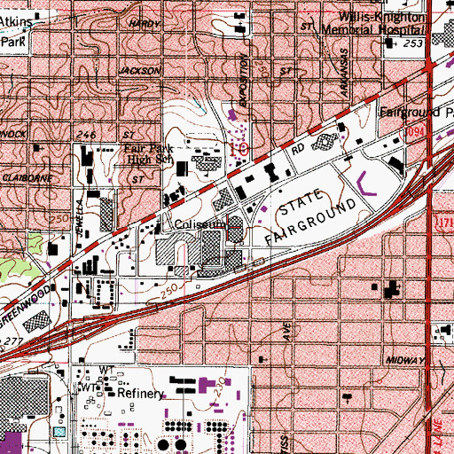 Topographic Map of Hirsch Memorial Stadium, LA