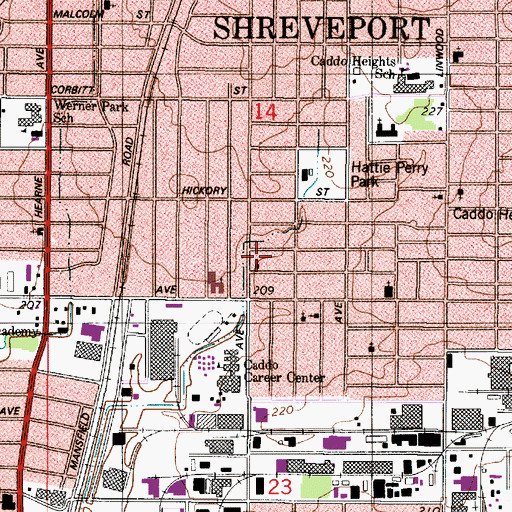 Topographic Map of Hollywood Church of God in Christ, LA