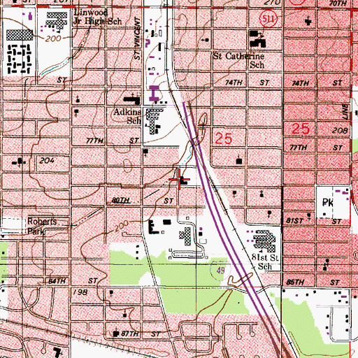 Topographic Map of J B Harville School Away From School Number 1, LA