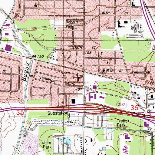 Topographic Map of Janet Lane Baptist Church, LA