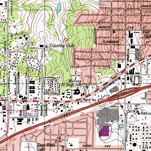 Topographic Map of Jewella Park, LA