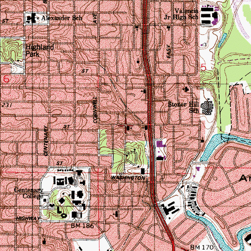 Topographic Map of Johnson Christian Methodist Episcopal Church, LA