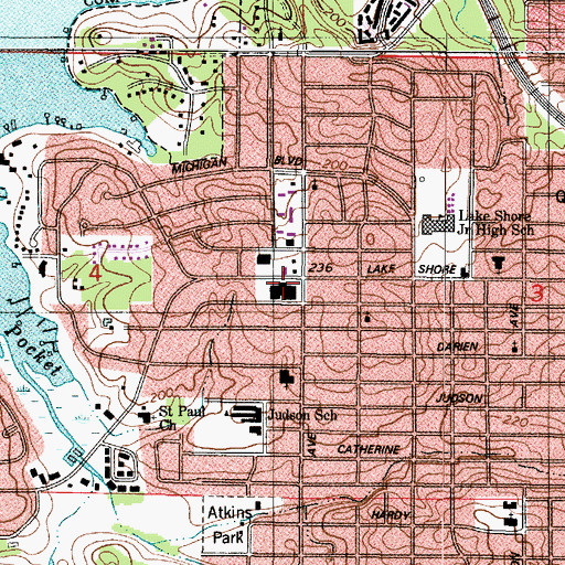 Topographic Map of Lakeshore Shopping Center, LA