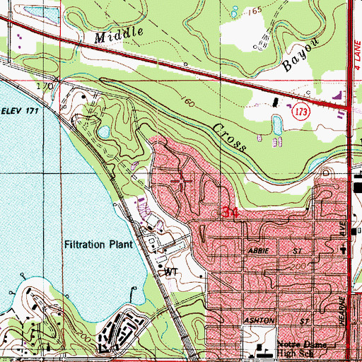 Topographic Map of Lakeside Acres, LA