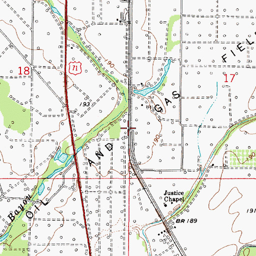 Topographic Map of Lane (historical), LA
