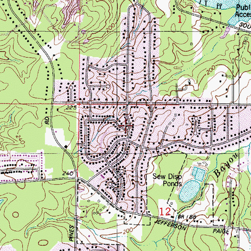 Topographic Map of Longwood Village, LA