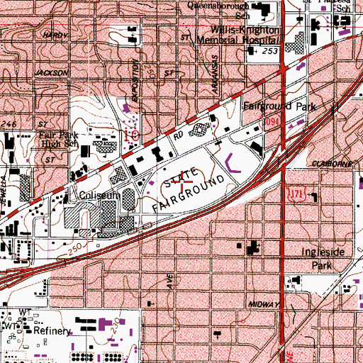 Topographic Map of Louisiana State Fairgrounds, LA