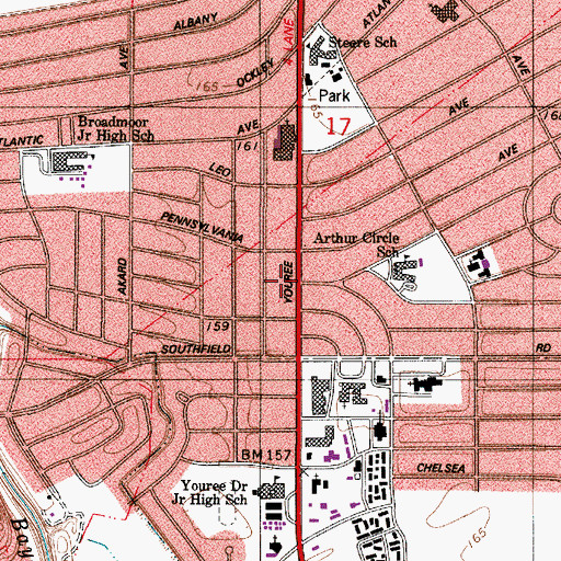 Topographic Map of Manolee Village Shopping Center, LA