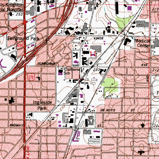 Topographic Map of Midway, LA