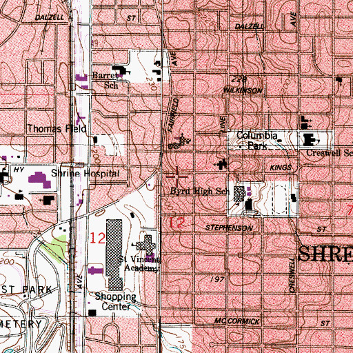 Topographic Map of Moore Park, LA