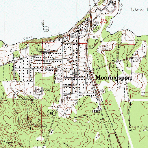 Topographic Map of Mooringsport Elementary School, LA