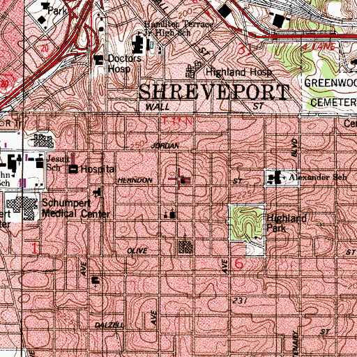 Topographic Map of Noel Memorial United Methodist Church, LA