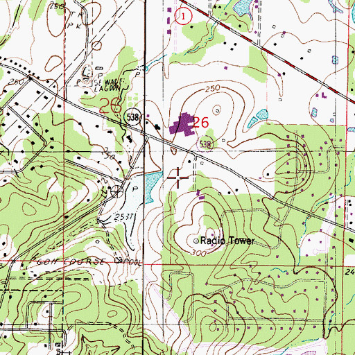 Topographic Map of Northwood Country Club, LA