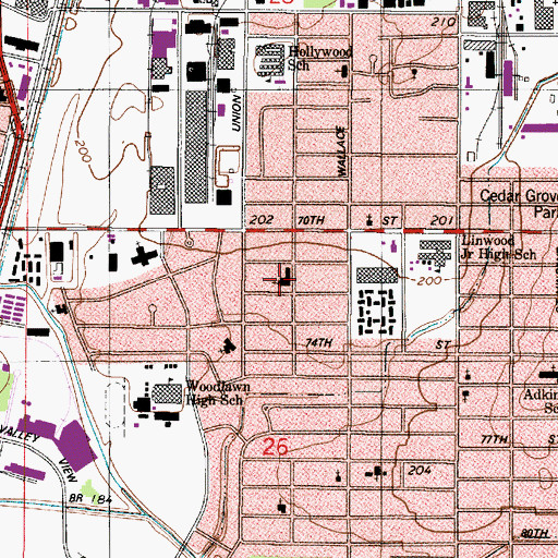 Topographic Map of Oakmont Church of Christ, LA