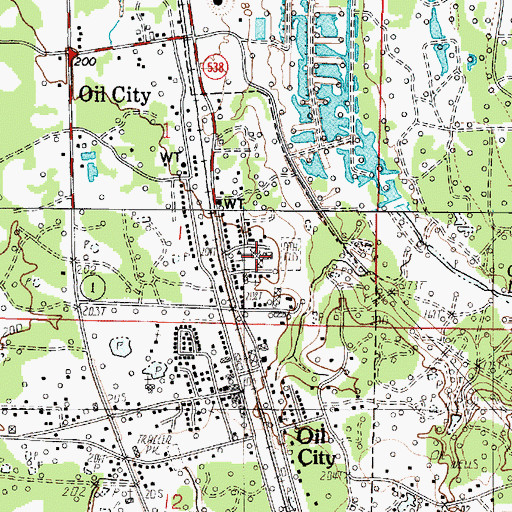 Topographic Map of Oil City Elementary Magnet School, LA