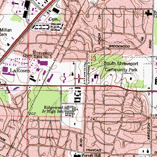Topographic Map of Our Savior Lutheran Church, LA