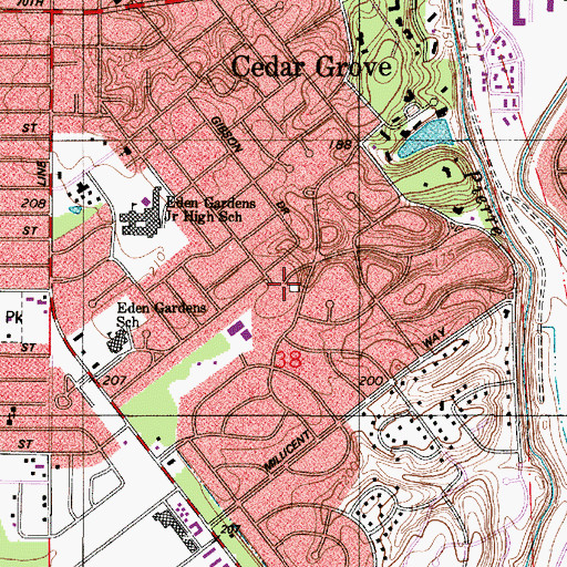 Topographic Map of Pierremont Tennis Club, LA