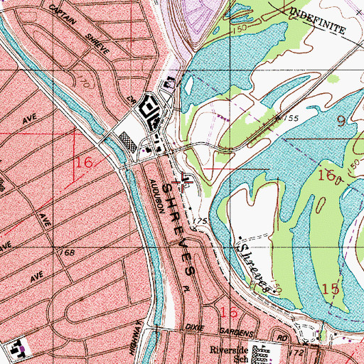 Topographic Map of Riverside Swim Club, LA