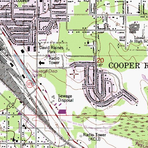 Topographic Map of Round Grove Cemetery, LA