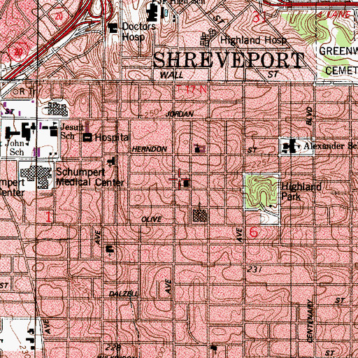 Topographic Map of Saint George Greek Orthodox Church, LA