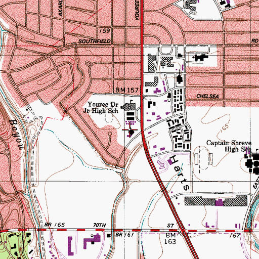Topographic Map of Saint Lukes United Methodist Church, LA