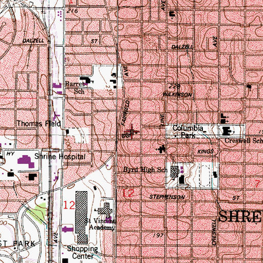 Topographic Map of Saint Marks Episcopal Church, LA