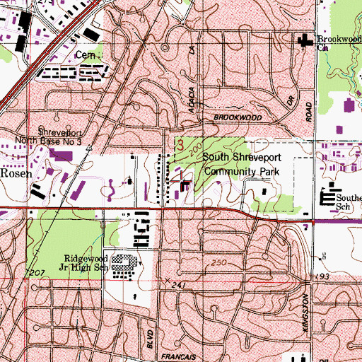 Topographic Map of Saint Mary of the Pines Catholic Church, LA