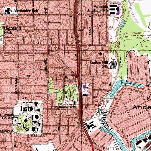 Topographic Map of Saint Peters Baptist Church, LA