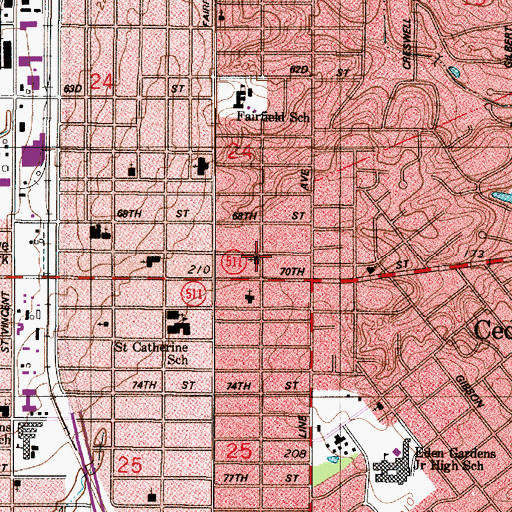 Topographic Map of Second Mount Zion Baptist Church, LA