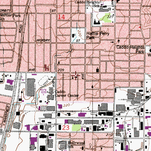 Topographic Map of Second Street Baptist Church, LA