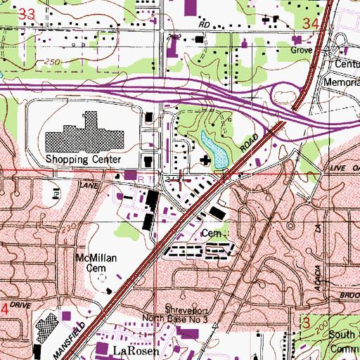 Topographic Map of South Shreveport Park, LA