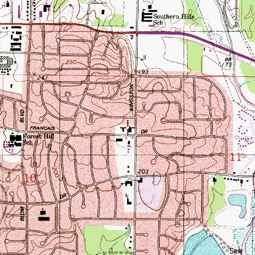 Topographic Map of Southern Hills Independent Christian Church, LA