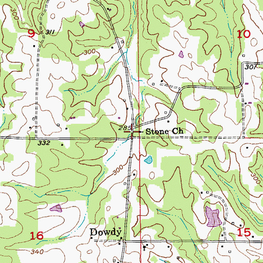 Topographic Map of Stone Church, AR