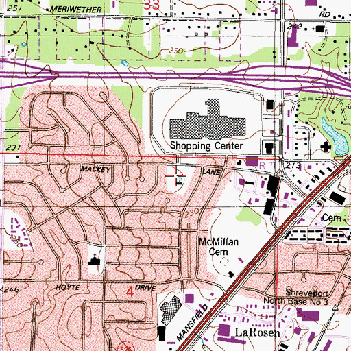 Topographic Map of Southside Swim Club, LA