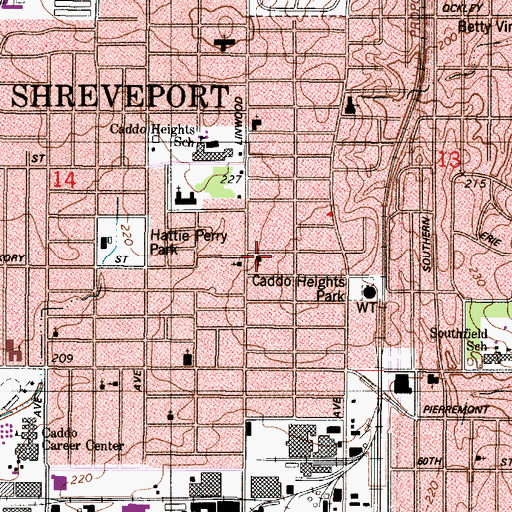 Topographic Map of Temple Primitive Baptist Church, LA